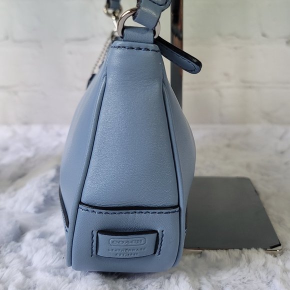 SOLD - Coach Soft Blue Leather Y2K Handbag Purse Baguette - Picture 6 of 14
